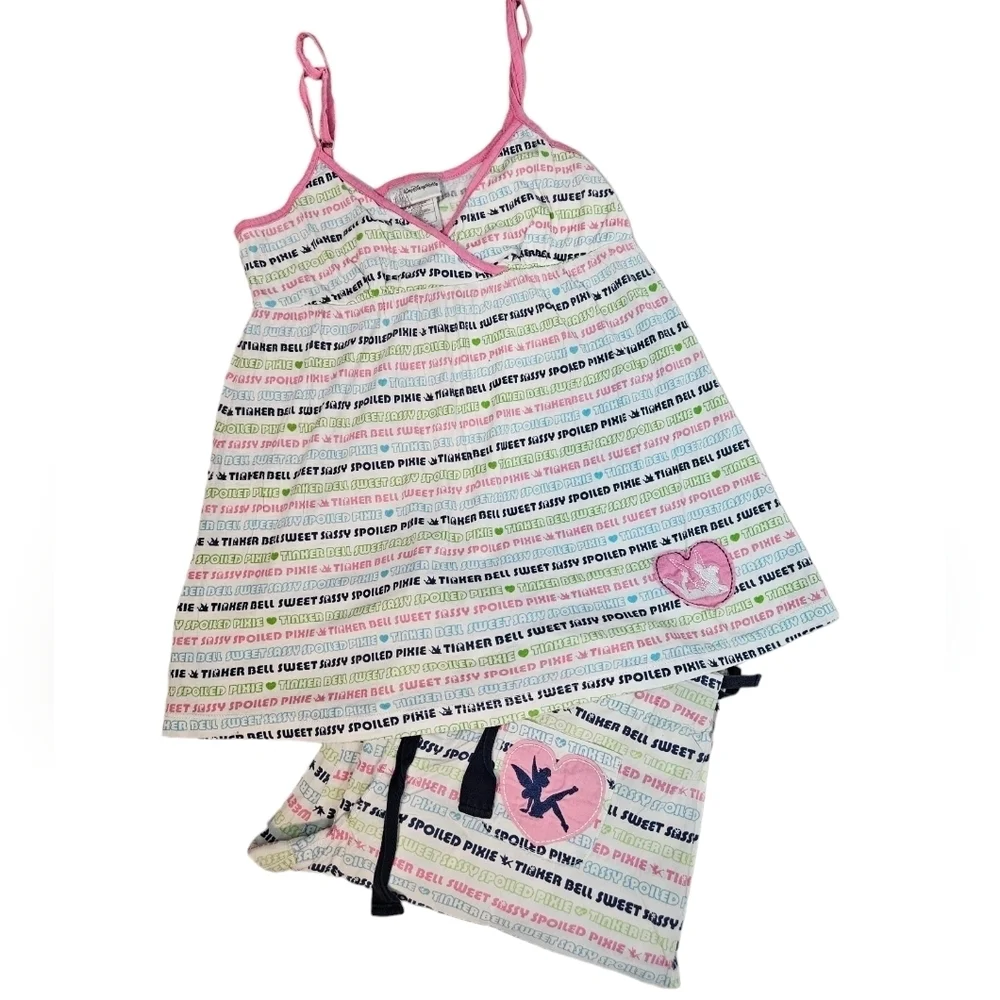 Disney Colorful Tinkerbell Babydoll 2 Piece Pajama Set Size XS/S Women's C2